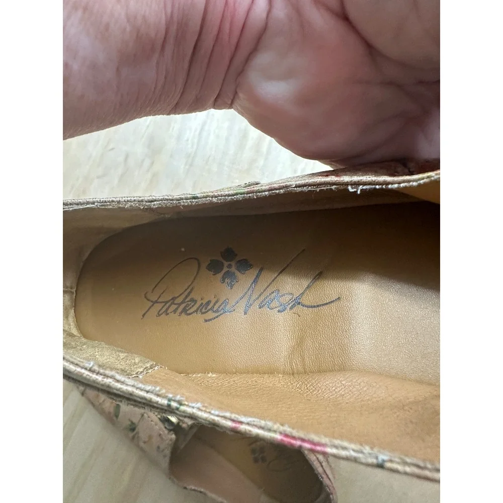 Patricia Nash Floral Leather Espadrille Flats Gold Zipper Shoes Womens 6.5